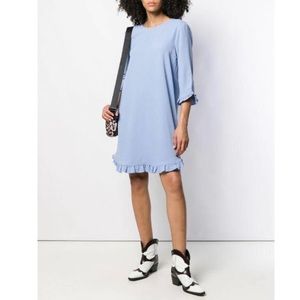 GANNI Ruffle-Trimmed Crepe Mini Dress